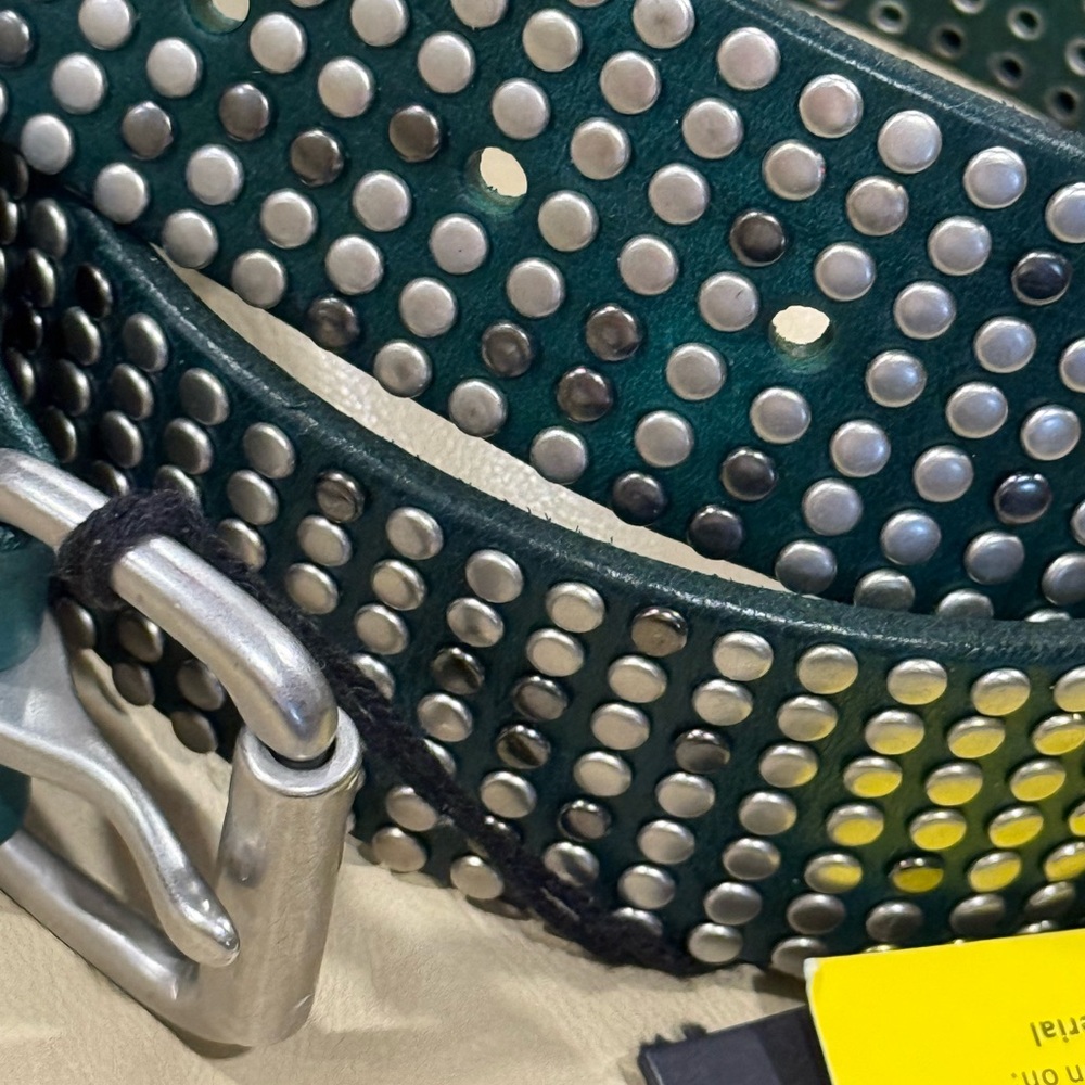 Liebeskind  NWT deep green leather and metallic studded belt - Picture 2 of 8